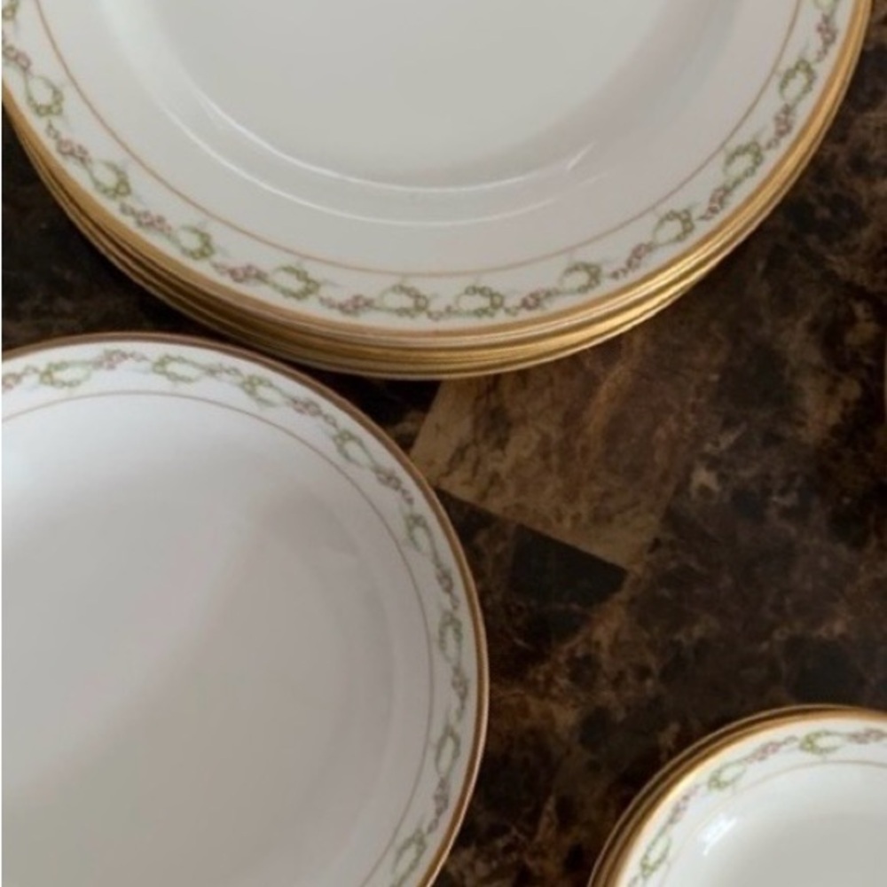 Antique M. Redon Limoges Pink Rose Flower - 16-piece Collection